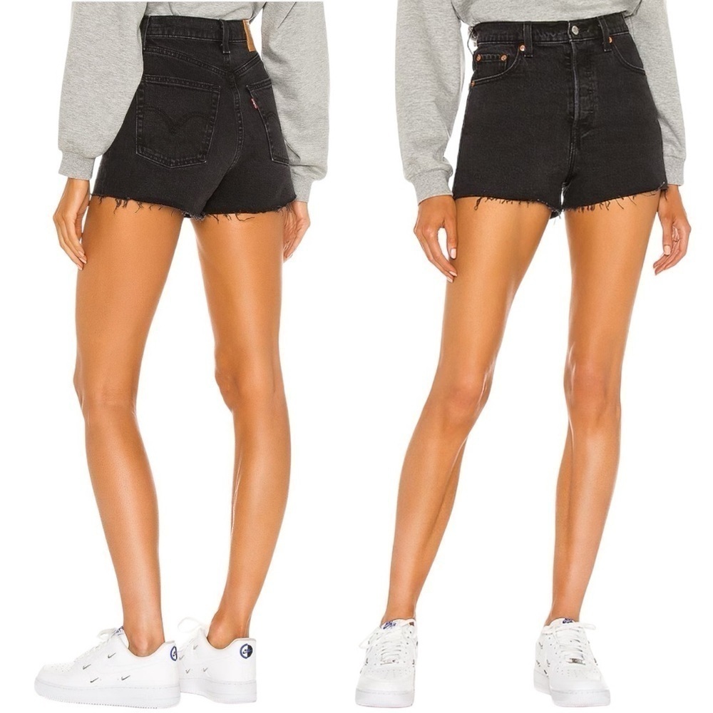 LEVI'S PREMIUM x REVOLVE Ribcage Cutoff Shorts in Black Bayou
